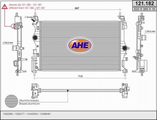 AHE 121.182 - Radiatore, Raffreddamento motore www.autoricambi360.it