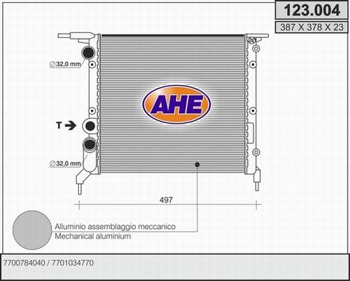 AHE 123.004 - Radiatore, Raffreddamento motore www.autoricambi360.it