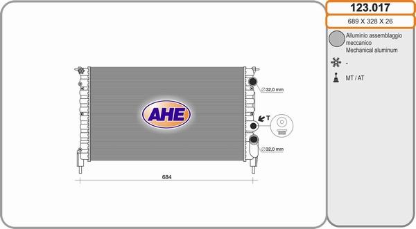 AHE 123.017 - Radiatore, Raffreddamento motore www.autoricambi360.it