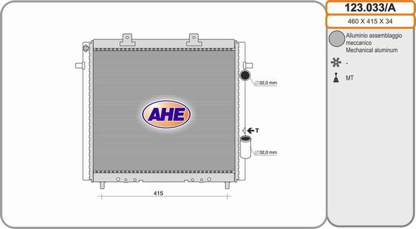 AHE 123.033/A - Radiatore, Raffreddamento motore www.autoricambi360.it