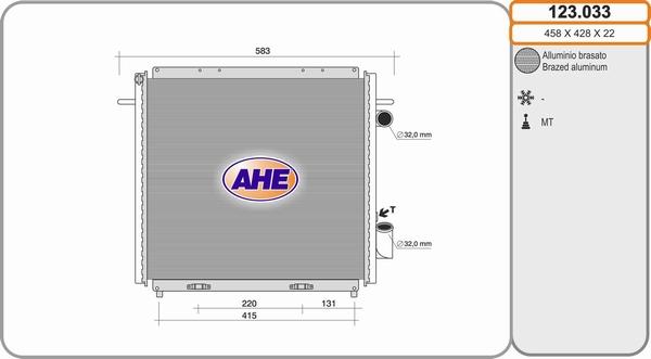 AHE 123.033 - Radiatore, Raffreddamento motore www.autoricambi360.it