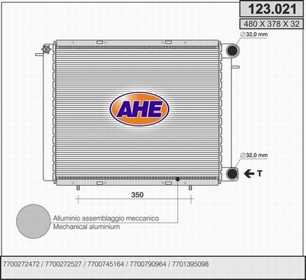 AHE 123.021 - Radiatore, Raffreddamento motore www.autoricambi360.it