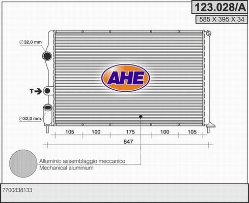 AHE 123.028/A - Radiatore, Raffreddamento motore www.autoricambi360.it