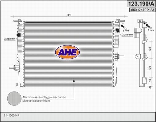 AHE 123.190/A - Radiatore, Raffreddamento motore www.autoricambi360.it
