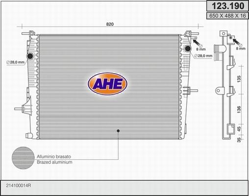 AHE 123.190 - Radiatore, Raffreddamento motore www.autoricambi360.it