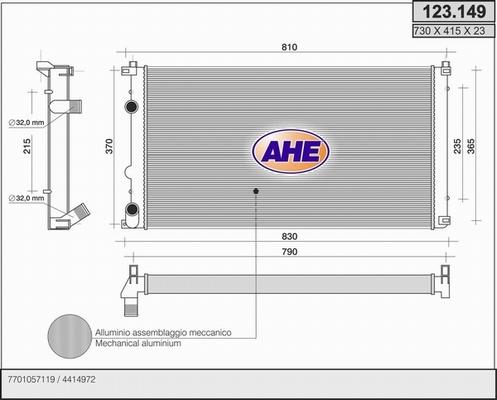 AHE 123.149 - Radiatore, Raffreddamento motore www.autoricambi360.it