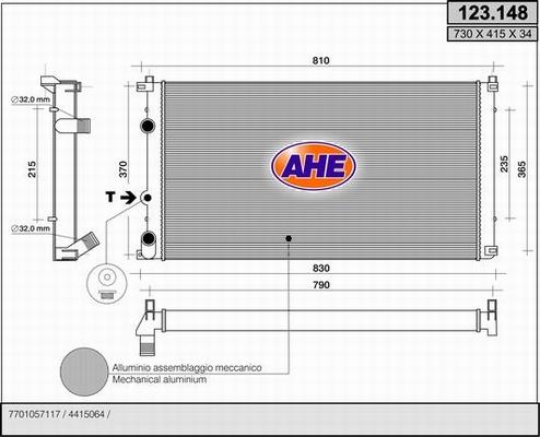 AHE 123.148 - Radiatore, Raffreddamento motore www.autoricambi360.it