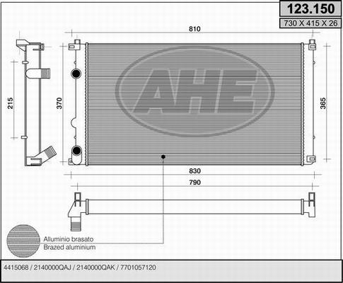 AHE 123.150 - Radiatore, Raffreddamento motore www.autoricambi360.it