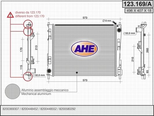 AHE 123.169/A - Radiatore, Raffreddamento motore www.autoricambi360.it