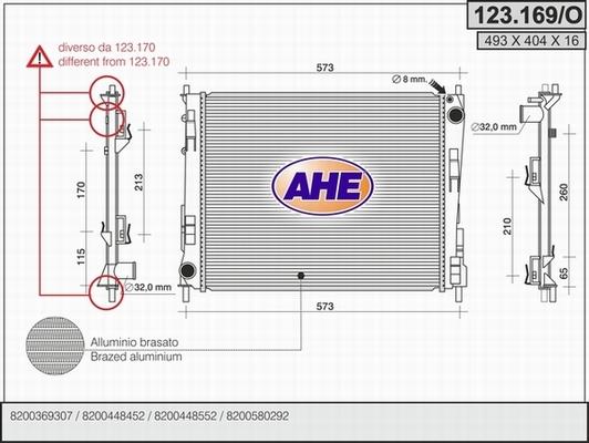 AHE 123.169/O - Radiatore, Raffreddamento motore www.autoricambi360.it