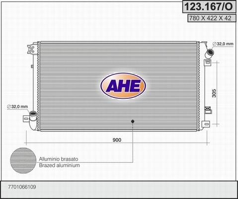 AHE 123.167/O - Radiatore, Raffreddamento motore www.autoricambi360.it