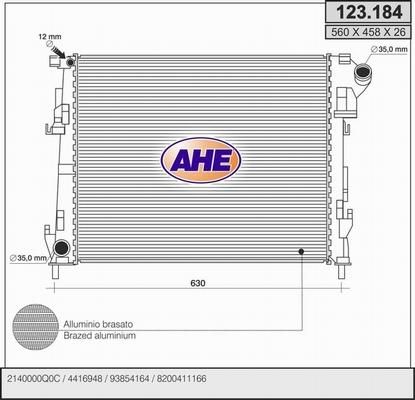 AHE 123.184 - Radiatore, Raffreddamento motore www.autoricambi360.it