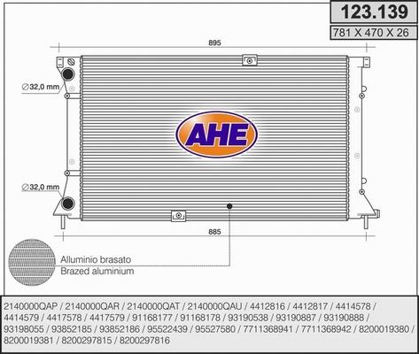 AHE 123.139 - Radiatore, Raffreddamento motore www.autoricambi360.it