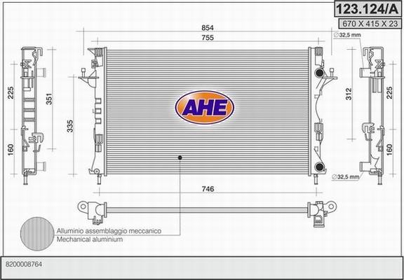 AHE 123.124/A - Radiatore, Raffreddamento motore www.autoricambi360.it