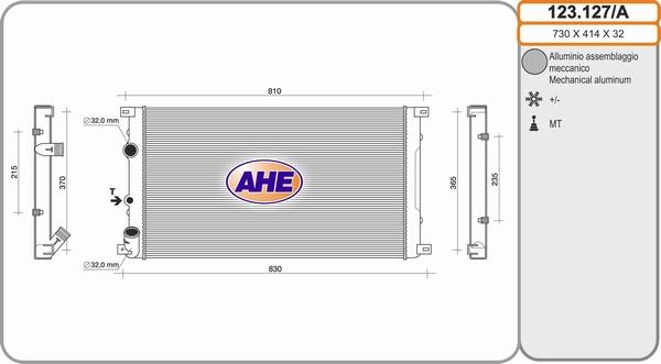 AHE 123.127/A - Radiatore, Raffreddamento motore www.autoricambi360.it
