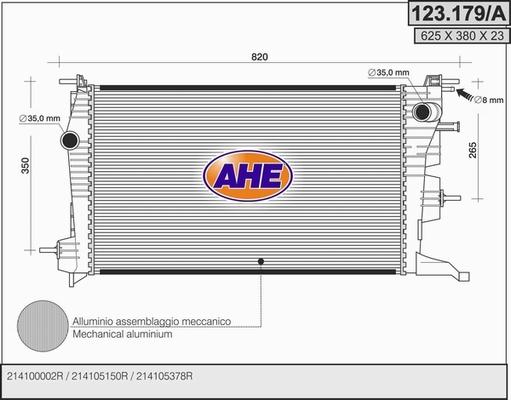 AHE 123.179/A - Radiatore, Raffreddamento motore www.autoricambi360.it
