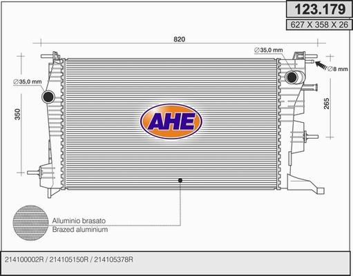 AHE 123.179 - Radiatore, Raffreddamento motore www.autoricambi360.it
