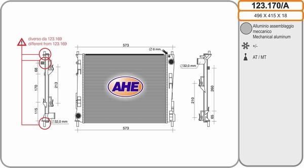 AHE 123.170/A - Radiatore, Raffreddamento motore www.autoricambi360.it
