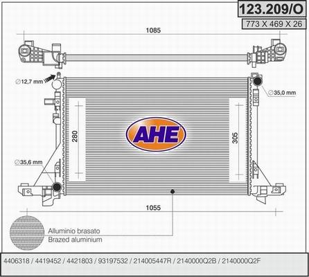 AHE 123.209/O - Radiatore, Raffreddamento motore www.autoricambi360.it