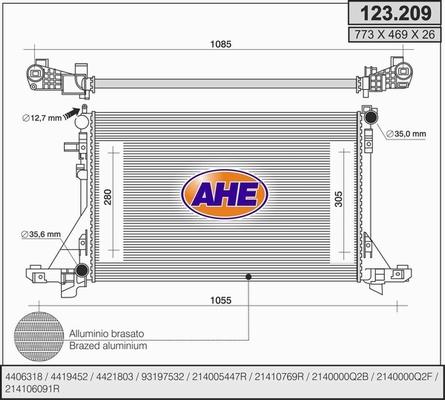 AHE 123.209 - Radiatore, Raffreddamento motore www.autoricambi360.it