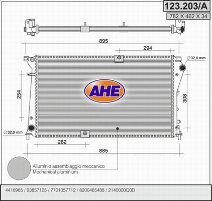 AHE 123.203/A - Radiatore, Raffreddamento motore www.autoricambi360.it
