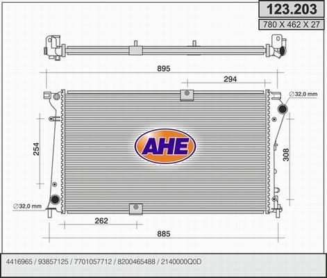 AHE 123.203 - Radiatore, Raffreddamento motore www.autoricambi360.it