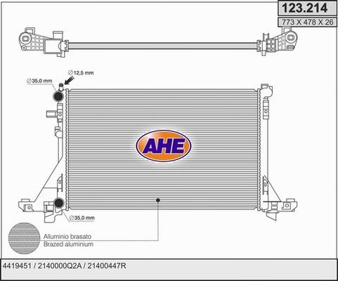 AHE 123.214 - Radiatore, Raffreddamento motore www.autoricambi360.it