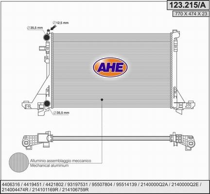 AHE 123.215/A - Radiatore, Raffreddamento motore www.autoricambi360.it