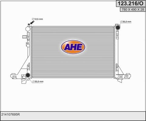AHE 123.216/O - Radiatore, Raffreddamento motore www.autoricambi360.it