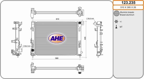 AHE 123235 - Radiatore, Raffreddamento motore www.autoricambi360.it