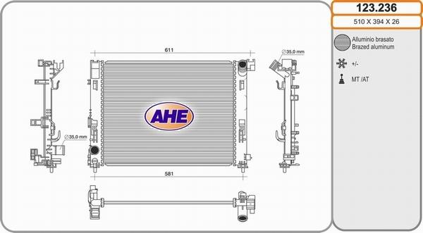 AHE 123.236 - Radiatore, Raffreddamento motore www.autoricambi360.it
