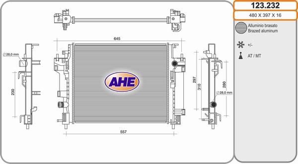 AHE 123.232 - Radiatore, Raffreddamento motore www.autoricambi360.it