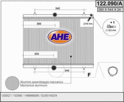 AHE 122.090/A - Radiatore, Raffreddamento motore www.autoricambi360.it