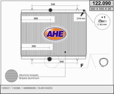 AHE 122.090 - Radiatore, Raffreddamento motore www.autoricambi360.it