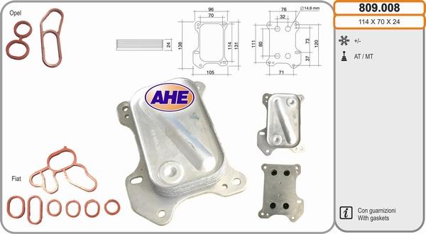 AHE 809.008 - Radiatore olio, Olio motore www.autoricambi360.it