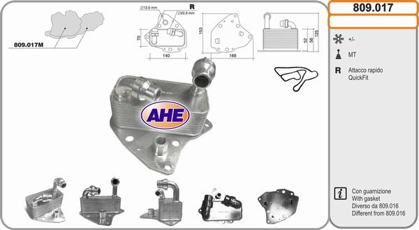 AHE 809.017 - Radiatore olio, Olio motore www.autoricambi360.it
