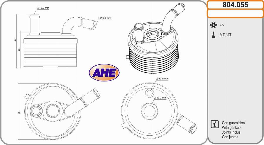 AHE 804.055 - Radiatore olio, Olio motore www.autoricambi360.it