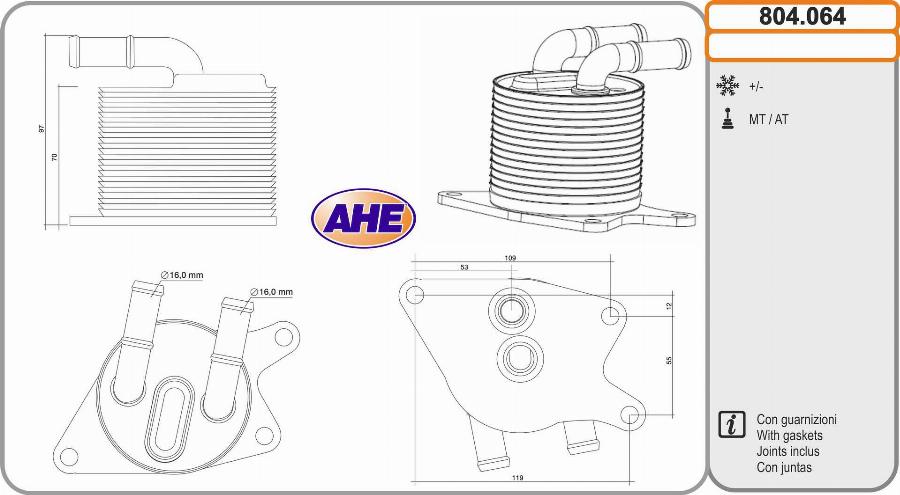 AHE 804.064 - Radiatore olio, Olio motore www.autoricambi360.it