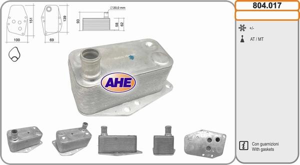 AHE 804.017 - Radiatore olio, Olio motore www.autoricambi360.it