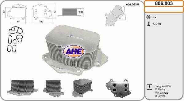 AHE 806.003 - Radiatore olio, Olio motore www.autoricambi360.it