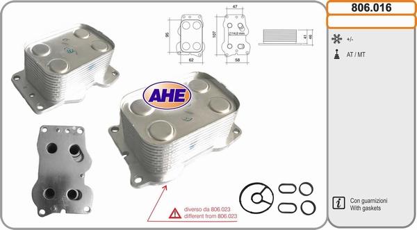 AHE 806.016 - Radiatore olio, Olio motore www.autoricambi360.it
