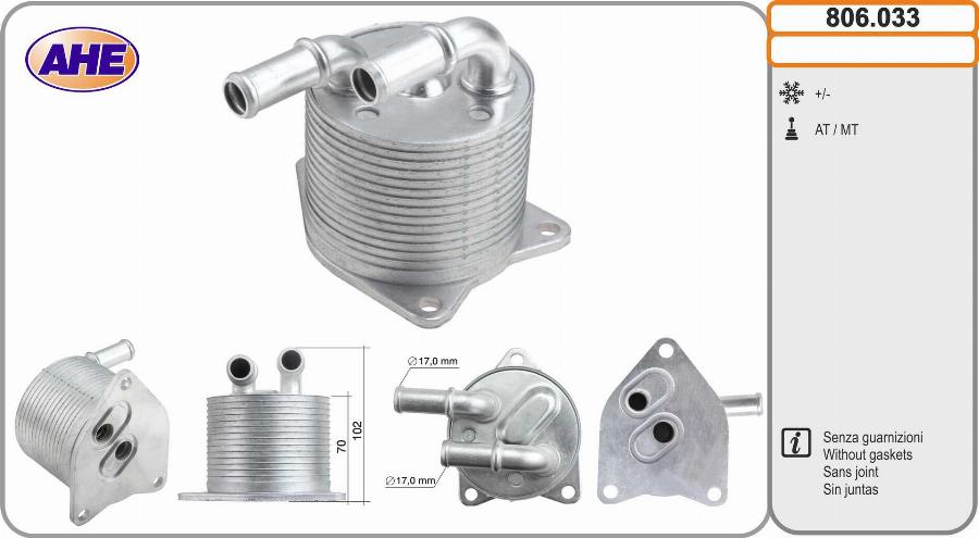 AHE 806.033 - Radiatore olio, Olio motore www.autoricambi360.it