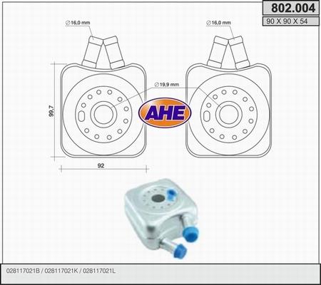 AHE 802.004 - Radiatore olio, Olio motore www.autoricambi360.it