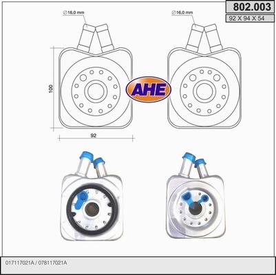 AHE 802.003 - Radiatore olio, Olio motore www.autoricambi360.it