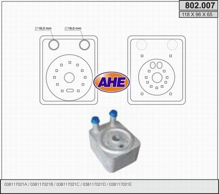 AHE 802.007 - Radiatore olio, Olio motore www.autoricambi360.it