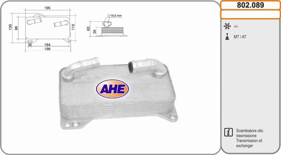 AHE 802.089 - Radiatore olio, Olio motore www.autoricambi360.it