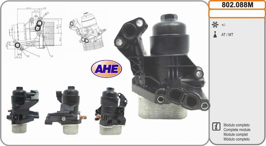 AHE 802.088M - Radiatore olio, Olio motore www.autoricambi360.it