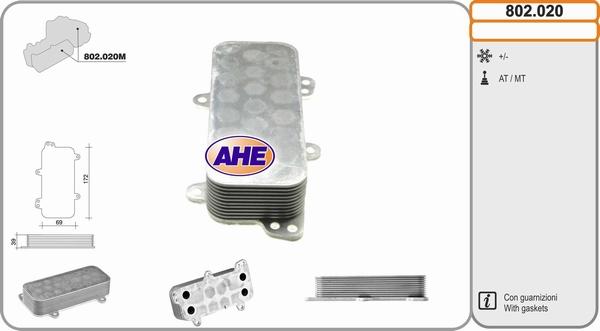 AHE 802.020 - Radiatore olio, Olio motore www.autoricambi360.it