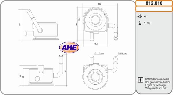AHE 812.010 - Radiatore olio, Olio motore www.autoricambi360.it