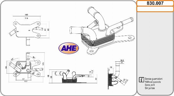 AHE 830.007 - Radiatore olio, Olio motore www.autoricambi360.it